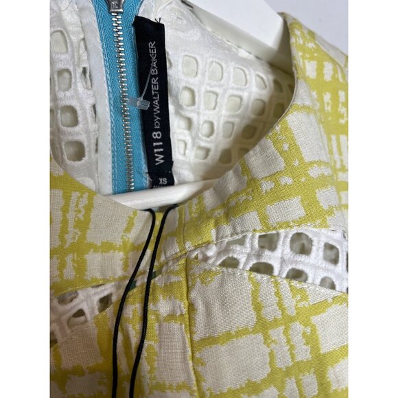 Walter Baker Women’s XS Yellow White Plaid Fit & Flare Sleeveless Dress - Picture 8 of 13